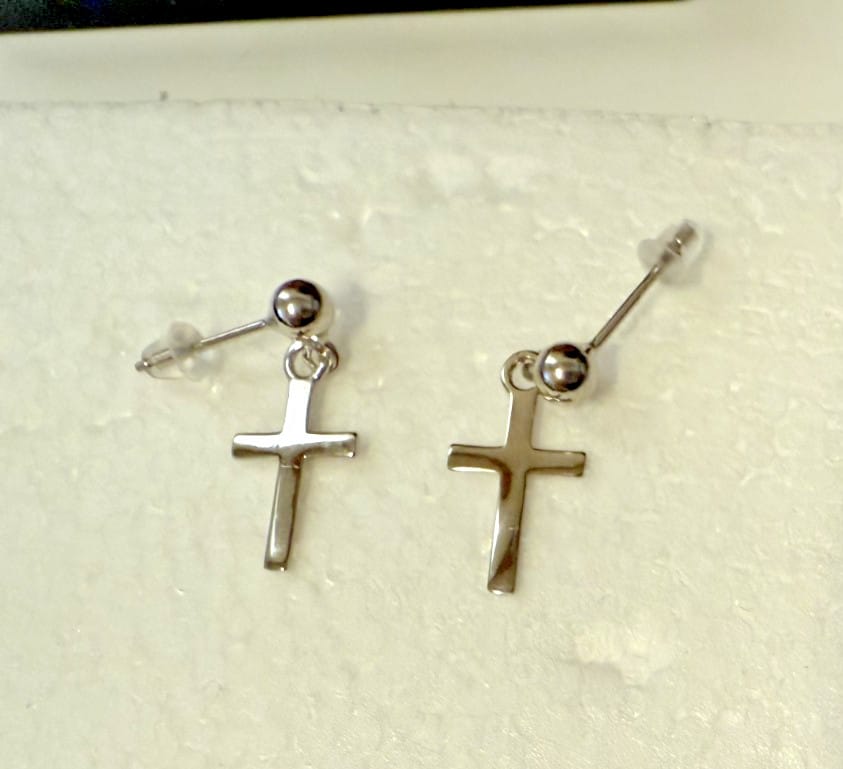 Cross .75" Sterling Silver  Earrings New #AB-384-R2 Unbranded Jewelry & Watches:Fashion Jewelry:Earrings