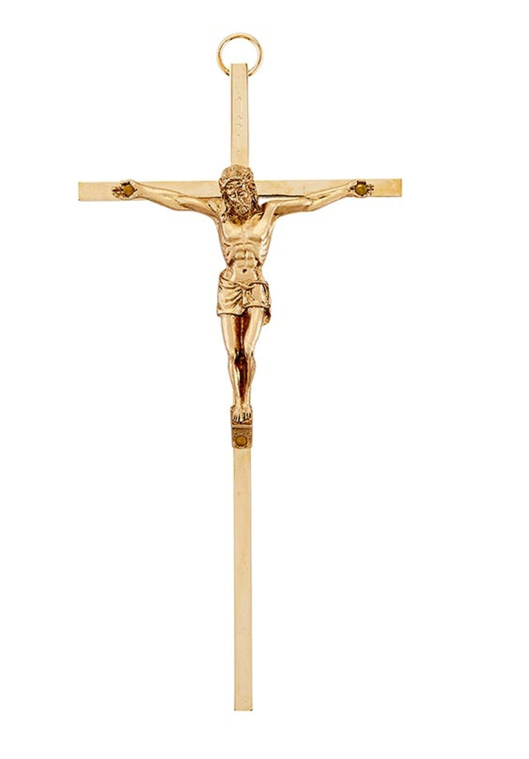 7" Gold Plated  with Antique Gold  Wall Crucifix, New #AB-347-R2 - Journeys of Faith