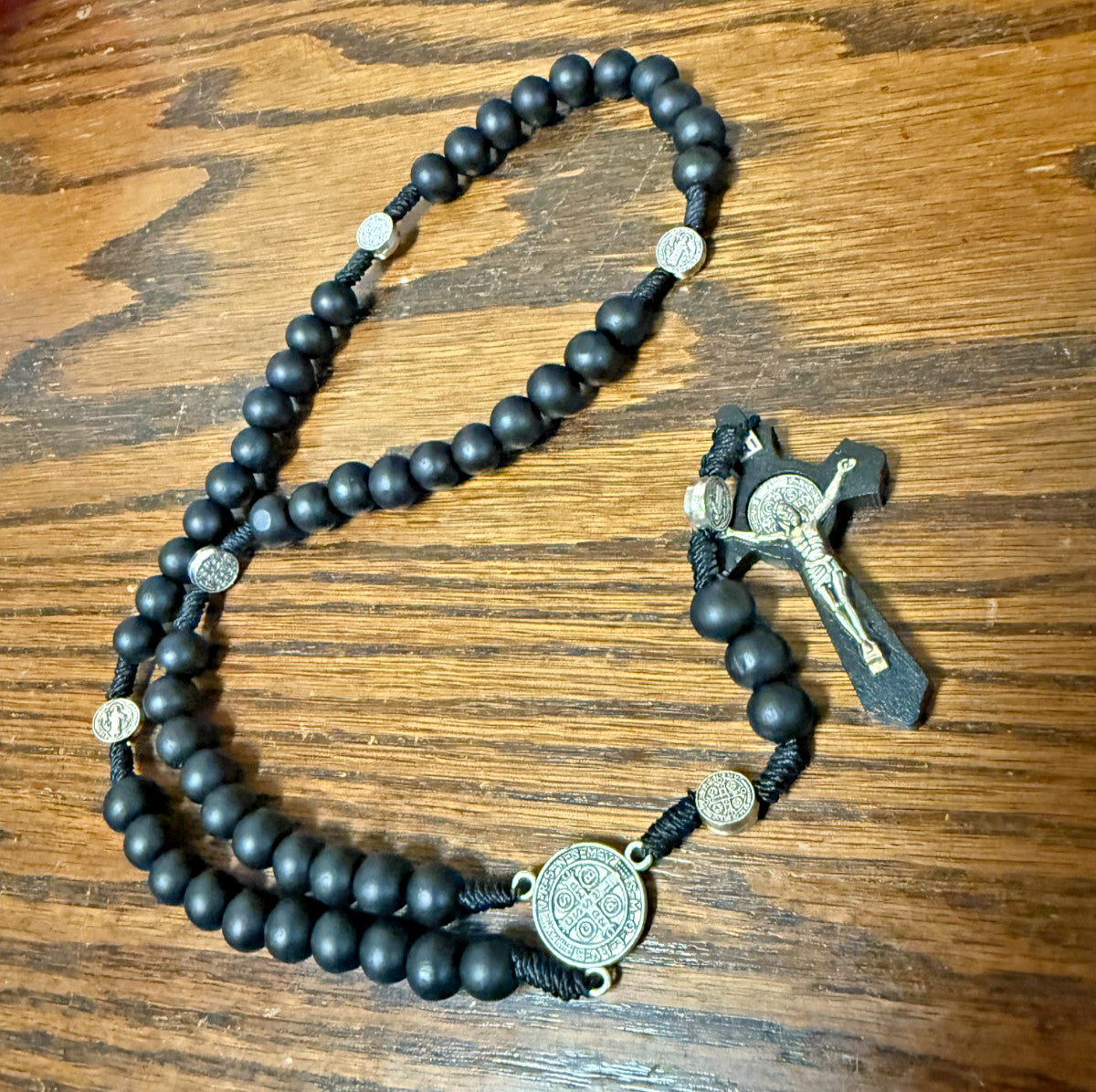 Saint Benedict Paracord Black Rosary,  New #Gftshp-100 - Journeys of Faith