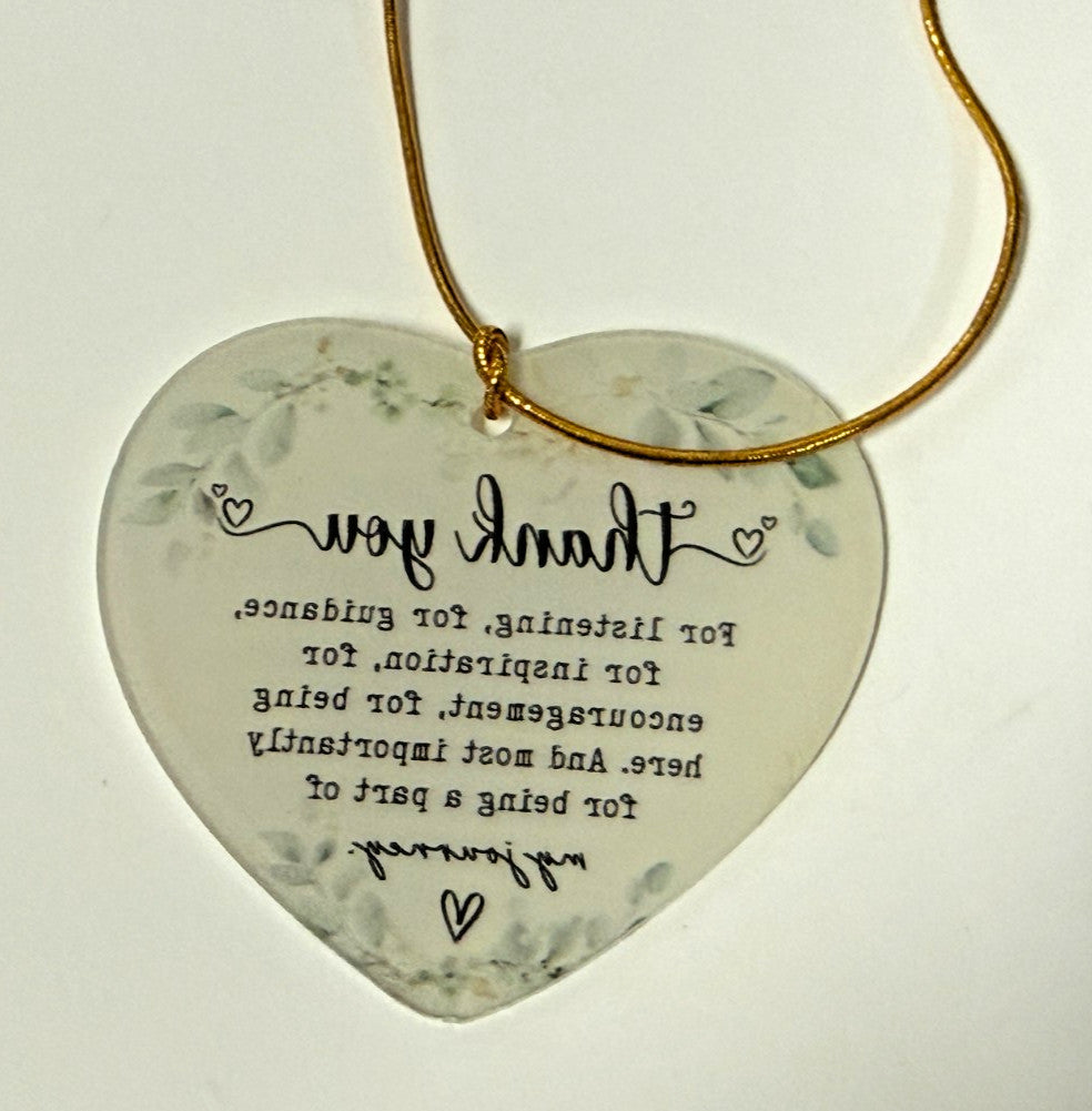Heart Shape  Thank you/Gratitude Wood Ornament, New #Gftshp-161