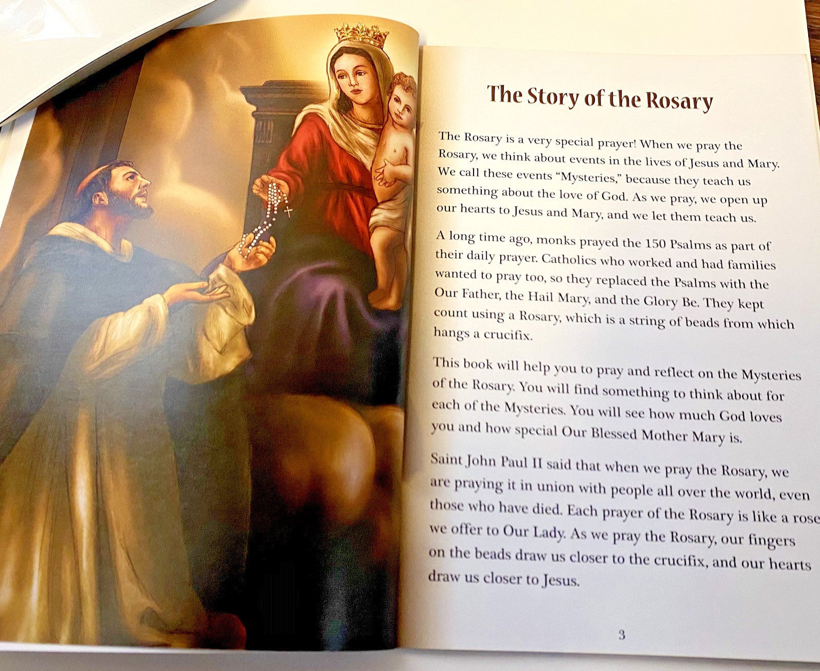 Children's paperback book titled "The Rosary for Children" by Bob and Penny Lord Journeys of Faith, featuring colorful cover art.