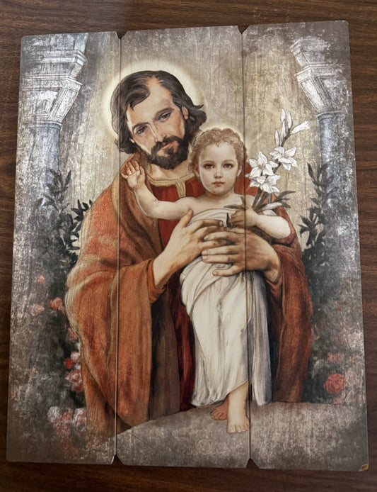 Saint Joseph Image on Wood Pallet, New #AB-05
