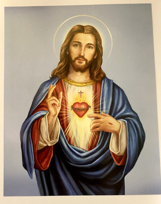 Sacred Heart of Jesus print by Bob and Penny Lord, 10x8 inches, Christian religious poster with detailed religious artwork.