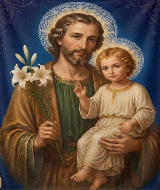 Saint Joseph with Child, Throw, Blanket  51" x 59"  New #Gftshp-270
