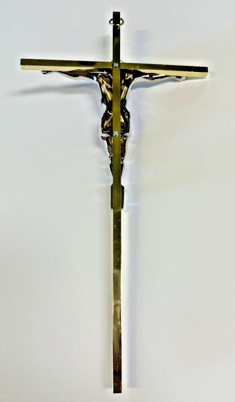 10" Gold Plated & Pewter Silver Corpus  Wall Crucifix, New #AB-341-R2 Unbranded Collectibles:Decorative Collectibles:Other Decorative Collectibles