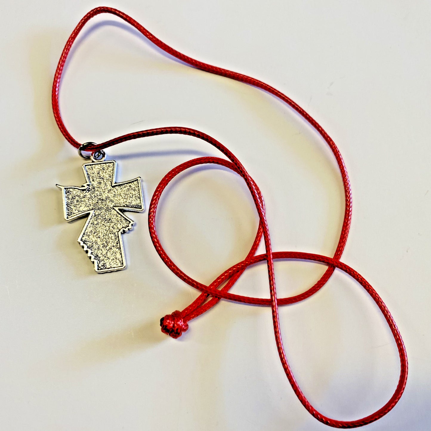 Confirmation  Cross with Dove, Red 24" Cord Necklace, New #AB-297-R2