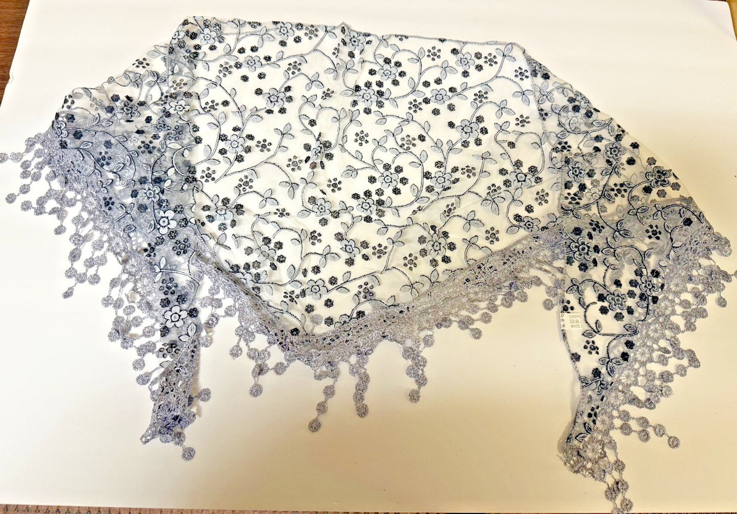 Women's  Dark Gray Lace Church Veil, New #AB-426-R2