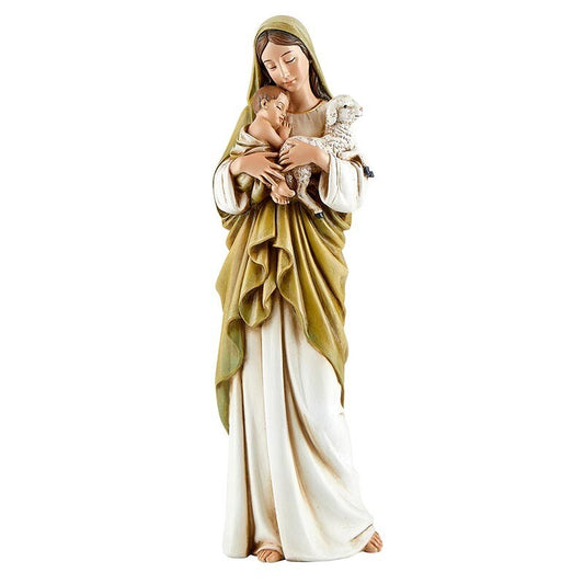 Bl Mother & Child Jesus & Lamb 12" Statue, New #RM-45