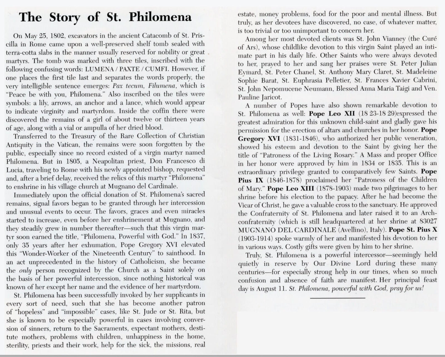 Saint Philomena Novena Prayer Card 20 Pack PC-123 Journeys of Faith Collectibles:Religion & Spirituality:Christianity:Holy Cards