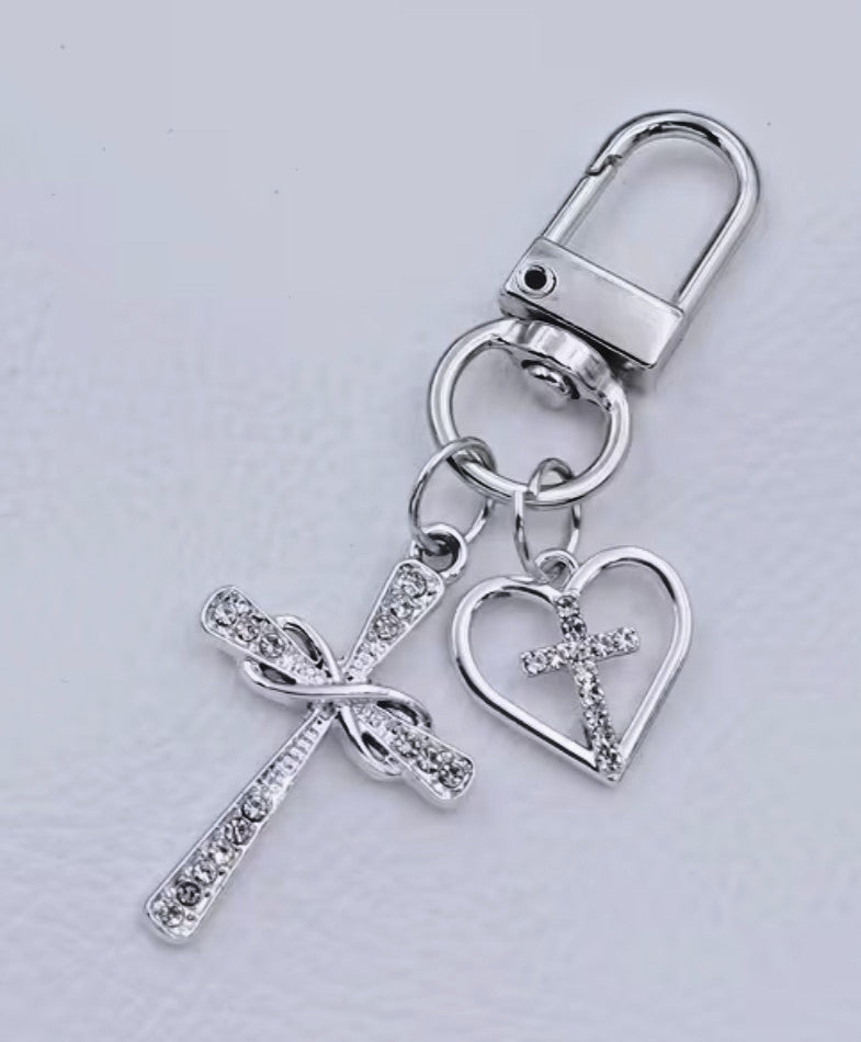Cross +  Heart with a Cross  Silver tone Devotional  Clip, New #Gftshp-129 - Journeys of Faith