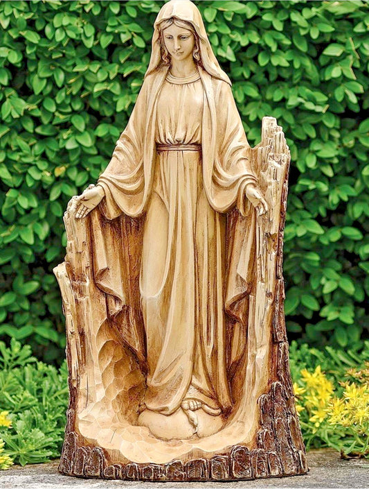 Our Lady of Grace  14.25" Carved Finish Garden Statue, New #RM-62-R2