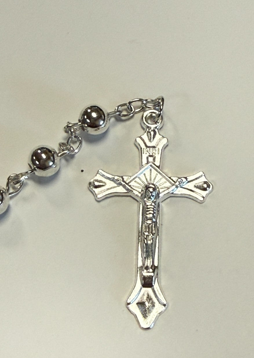 Blessed Mother  + Divine Mercy  .925 Silver Rosary,  New #Gftshp-155