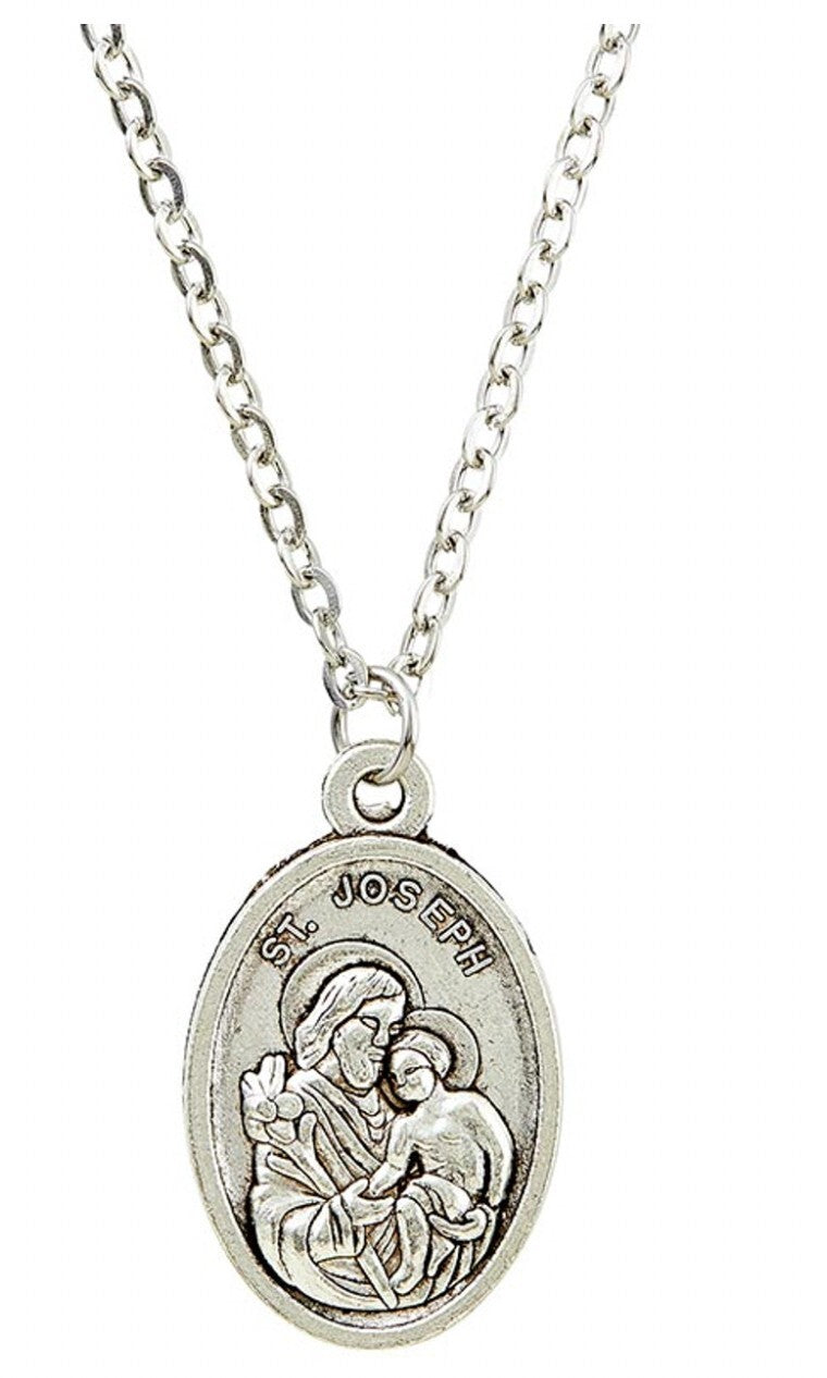 Saint Joseph prayer card with medal and 20-inch chain, religious Christian collectible by Bob and Penny Lord.