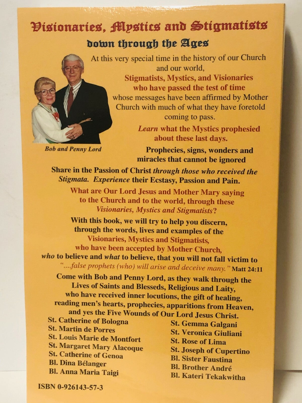 Visionaries,Mystics, and Stigmatists Book, by Bob and Penny Lord - Journeys of Faith