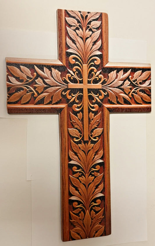 Layered  Wood Cross, 12"  New #Gftshp-205
