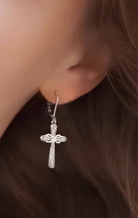 Cross 1.25"  .925 Sterling Silver Drop Small Earrings, New #Gftshp-86 Unbranded Jewelry & Watches:Fashion Jewelry:Earrings