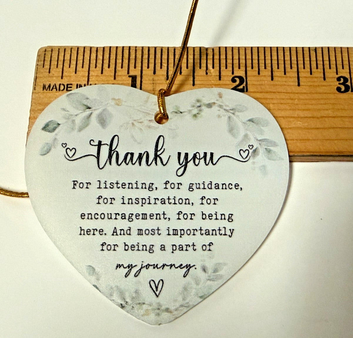 Heart Shape  Thank you/Gratitude Wood Ornament, New #Gftshp-161