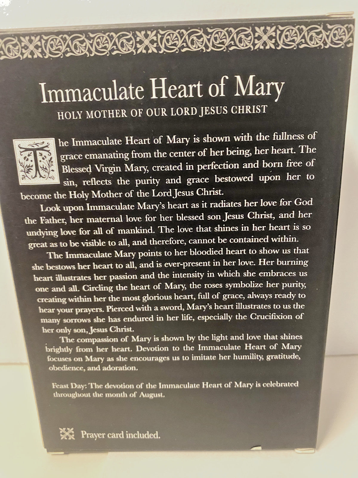 Small Immaculate Heart of Mary statue by Bob and Penny Lord, 4.25 inches, with prayer card and biography included.