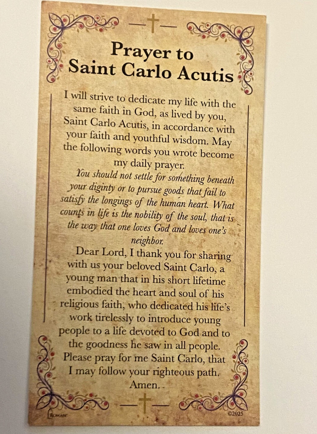 Bl Carlo Acutis Apostle of the Eucharist Statue 4 Inch Resin with Prayer Card #RM-44