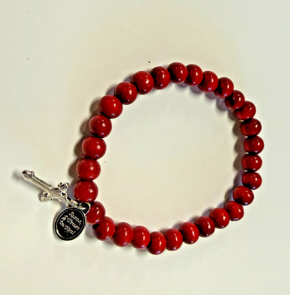 Divine Mercy  Red Stretchable  Bracelet, New #Gftshp-148 - Journeys of Faith