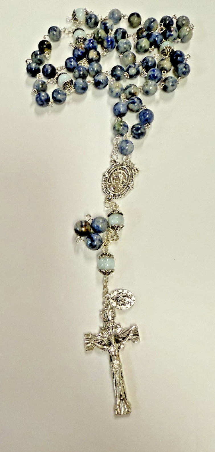 Blue Spot Stone Beads Rosary, New #Gftshp-55 - Journeys of Faith