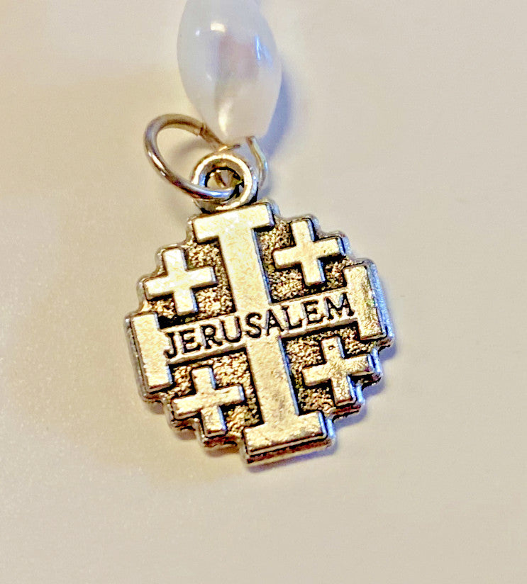 Jerusalem Cross Charm 1 Decade Rosary Bracelet,New from Bethlehem # HLYLND-067