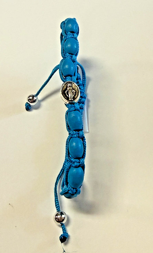 O L of the MIraculous Medal Aqua Blue Cord Bracelet,  New #Gftshp -142 - Journeys of Faith