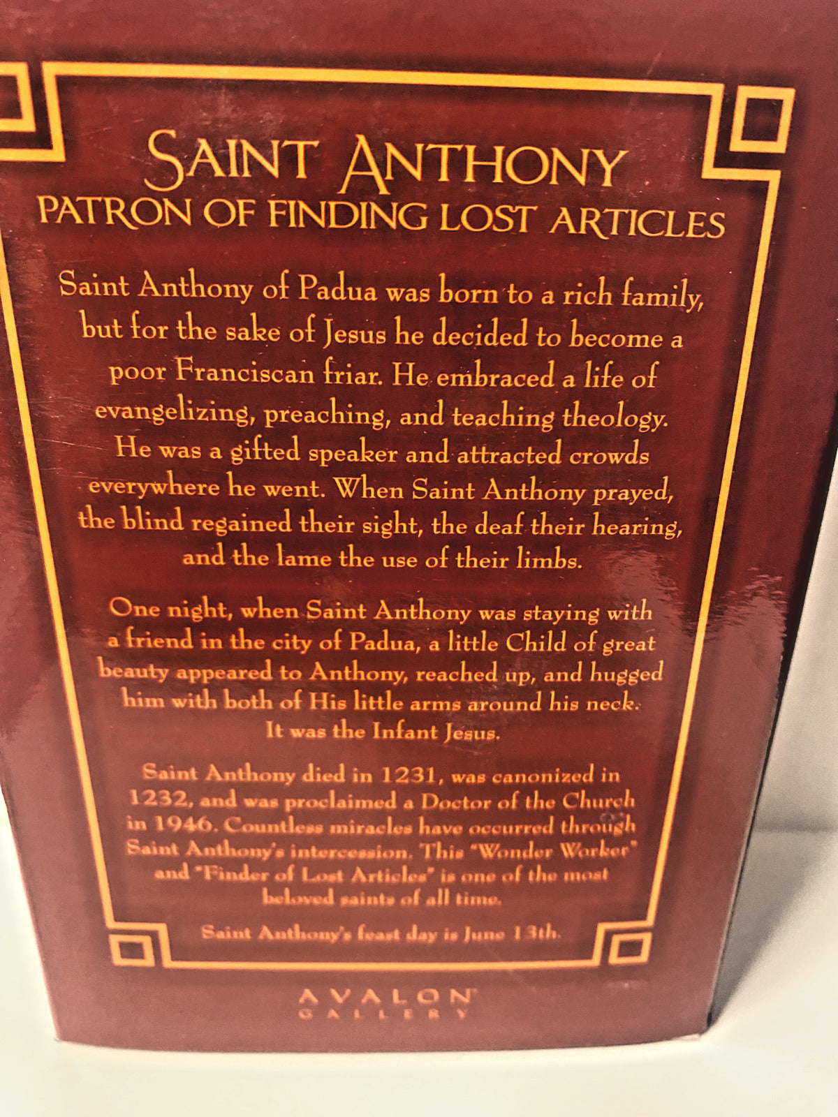 Saint Anthony of Padua  Small 4" Statue,  New #AB-100 - Bob and Penny Lord