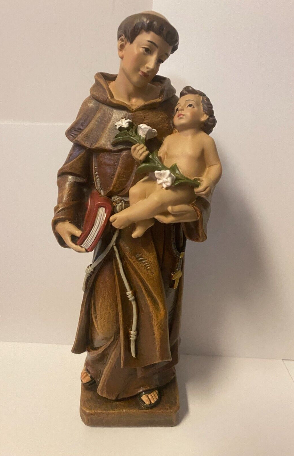 8-inch Saint Anthony of Padua religious statue by Bob and Penny Lord, detailed Christian collectible figure for spirituality display