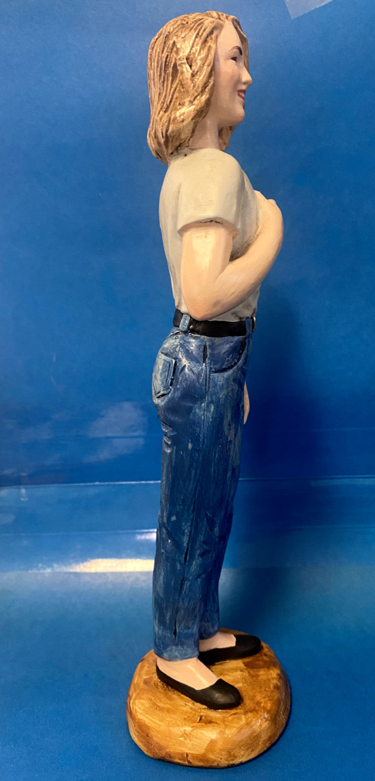Hand-painted 10-inch Blessed Chiara Badano religious statue from Colombia, depicting a young saint in prayer, by Bob and Penny Lord.