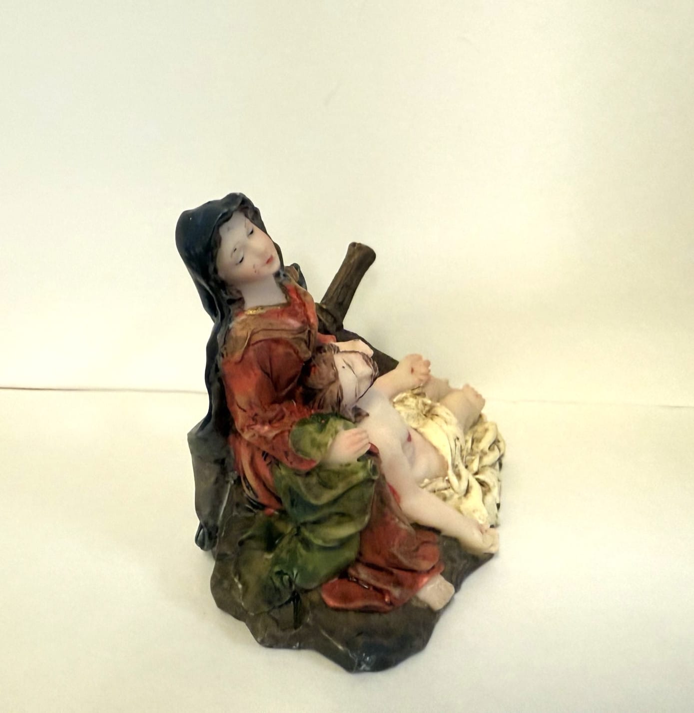 Colorful 3-inch Pieta Christian figurine by Journeys of Faith, depicting a religious statue with detailed craftsmanship.