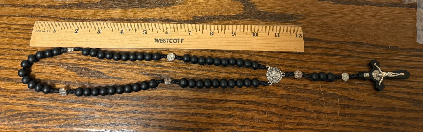 Saint Benedict Paracord Black Rosary,  New #Gftshp-100 - Journeys of Faith