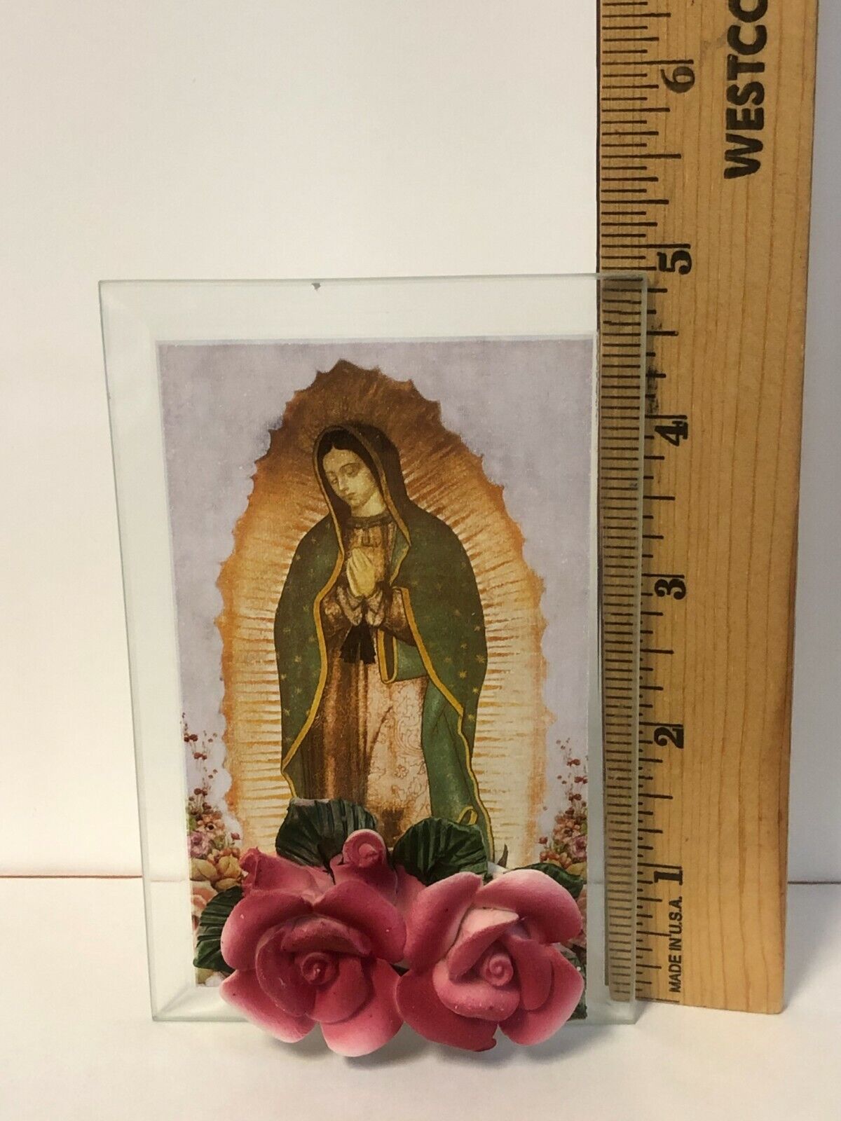 Our Lady of Guadalupe Votive Glass Holder 4.75", New