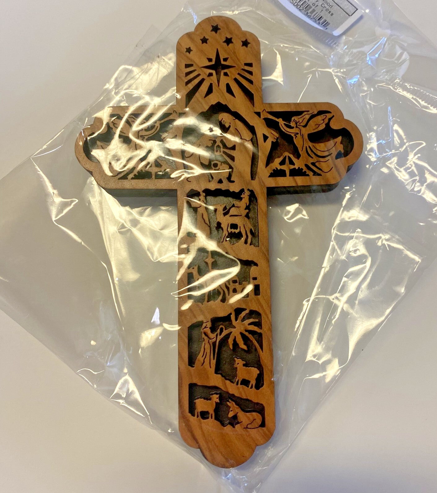 Olive Wood Nativity 6" Small Cross, New #AB-345-R2 - Journeys of Faith