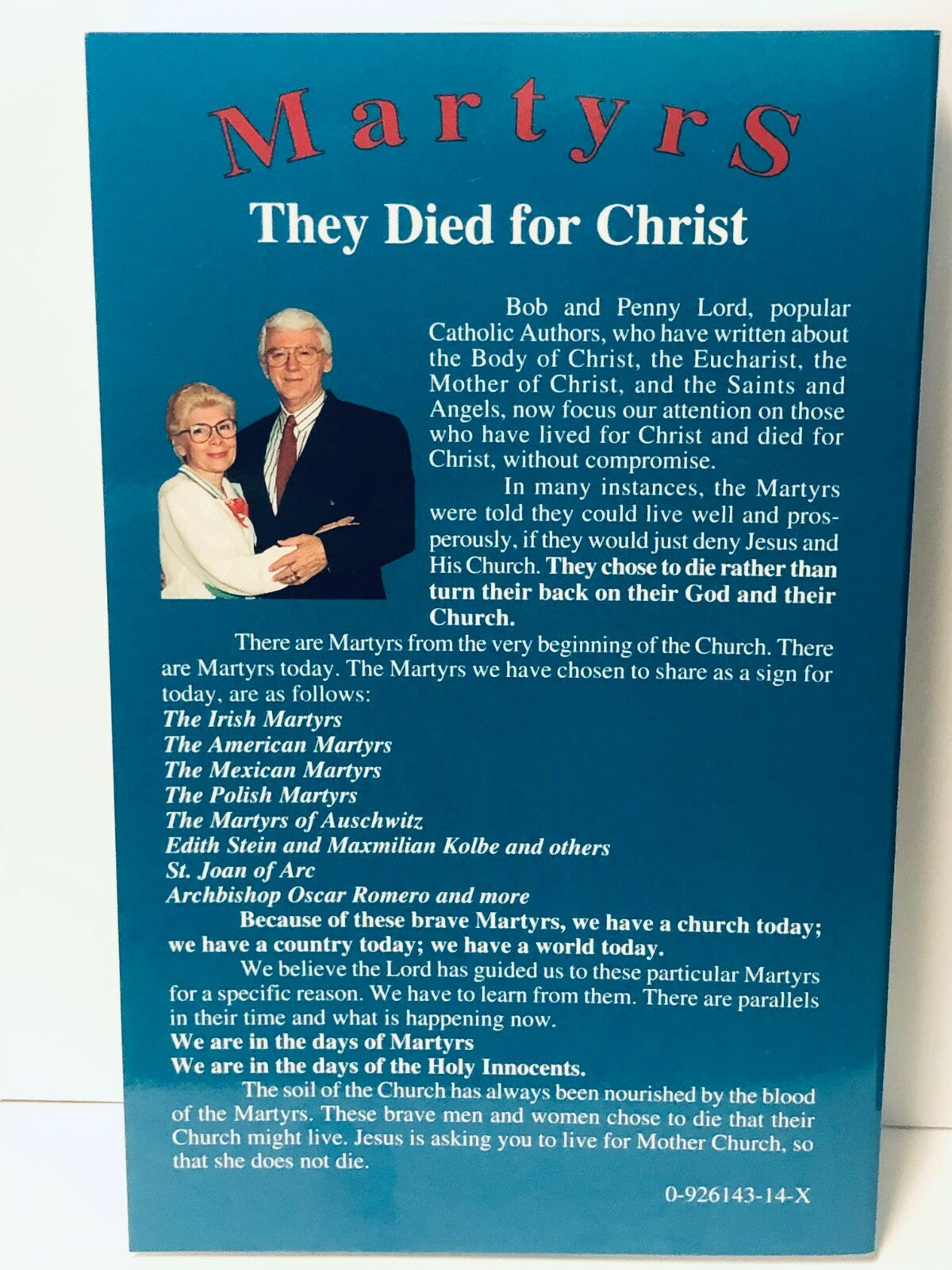 Martyrs, They Died for Christ, Book by Bob and Penny Lord New - Journeys of Faith