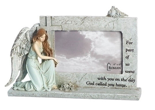 Memorial Kneeling Angel Photo(4"x6") 7" Frame, New #RM-039 Free Shipping