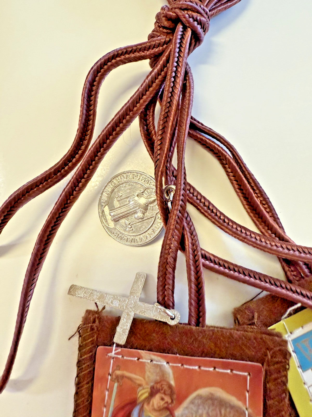 St Michael the Archangel Scapular With Crucifix & St Benedict charms,New #MD-074