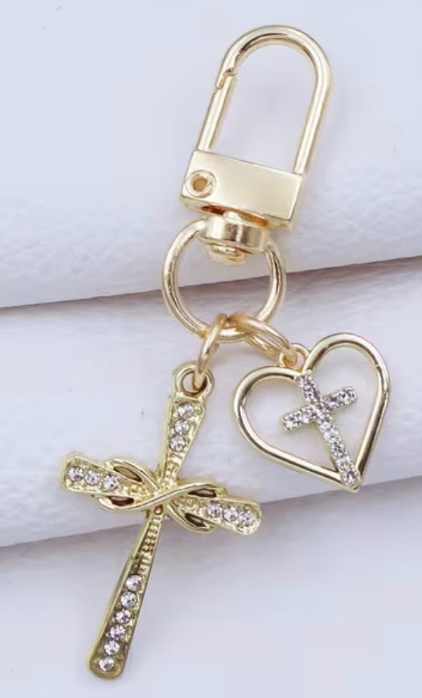 Cross +  Heart with a Cross  Gold Tone Devotional  Clip, New #Gftshp-128 - Journeys of Faith