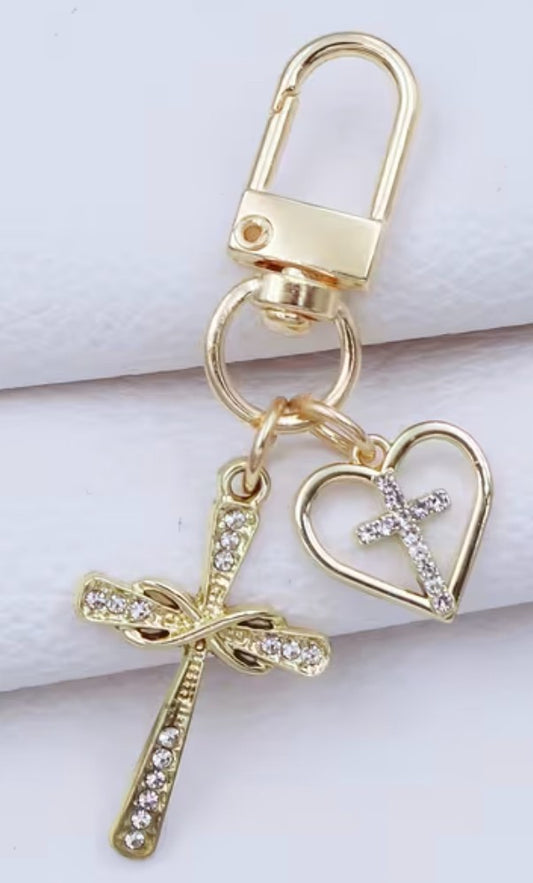 Cross +  Heart with a Cross  Gold Tone Devotional  Clip, New #Gftshp-128 - Journeys of Faith