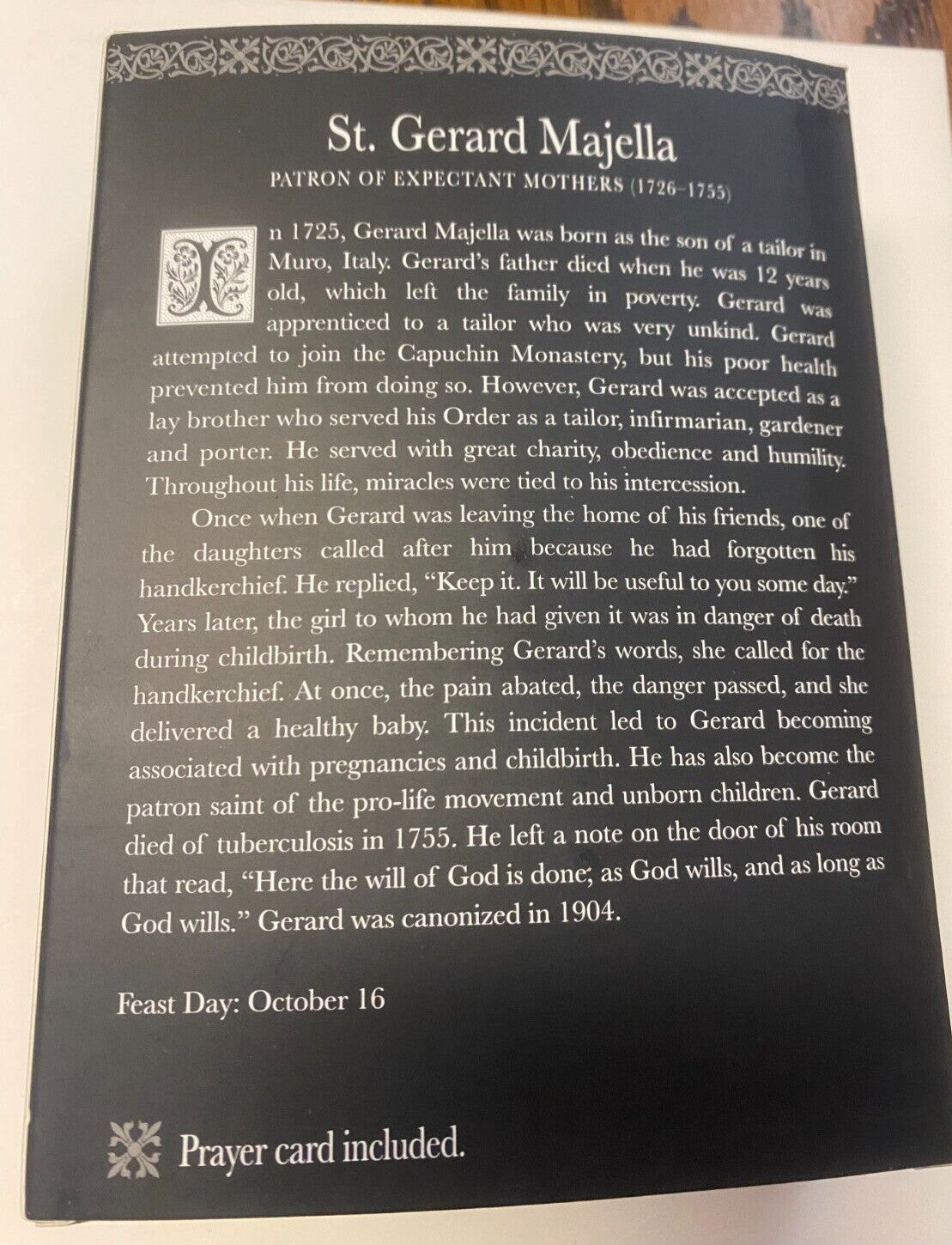 Saint Gerard Majella 4" H Statue,+ Prayer Card & Bio,  New RM-007 - Journeys of Faith