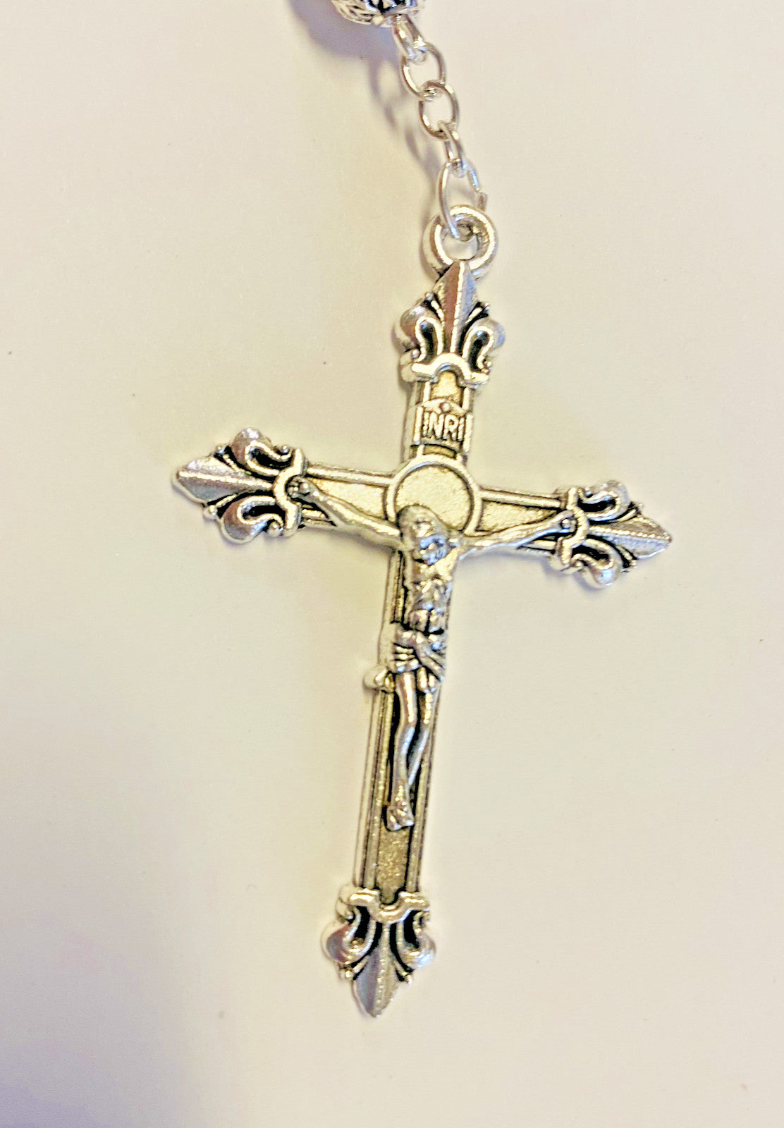 St Michael/Spiritual Warrior Faux Lapis & Glass Pearl Beads Rosary, New  #AB-044 - Journeys of Faith