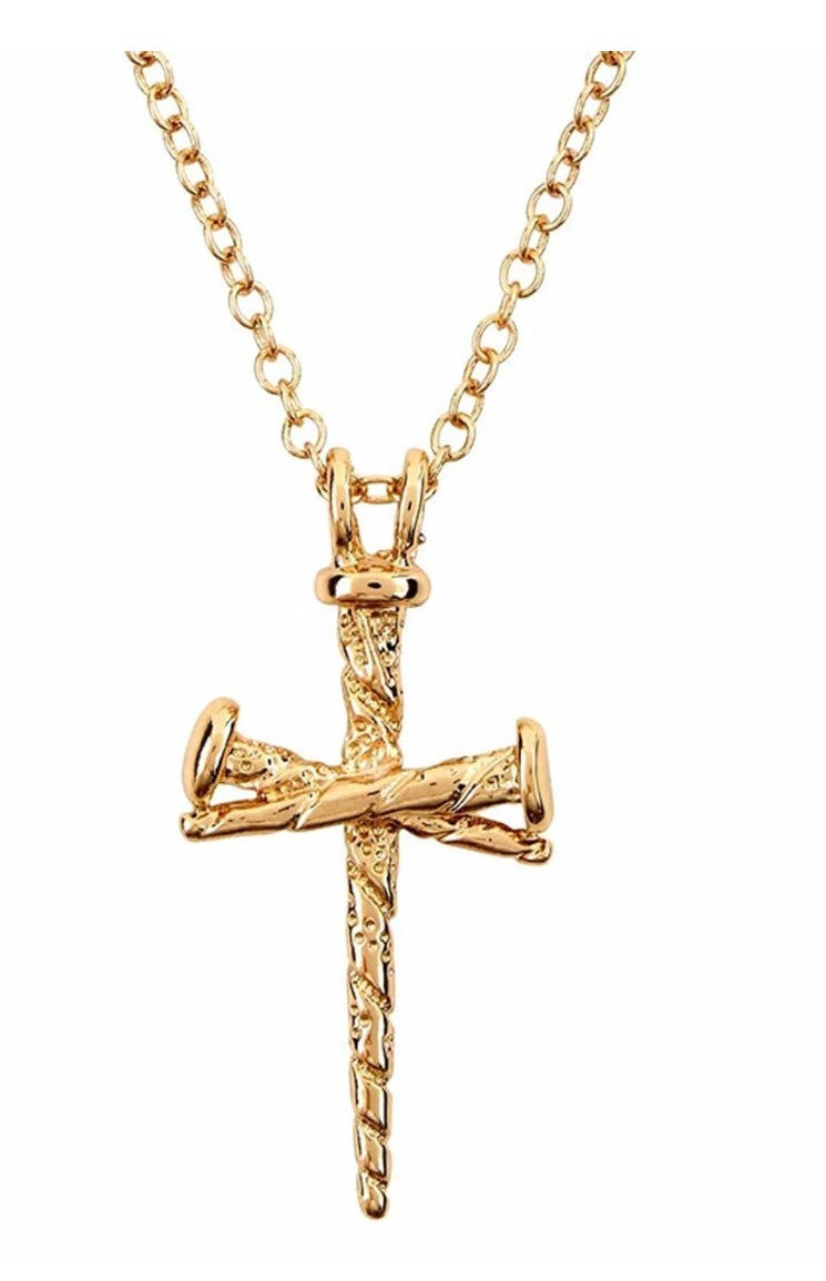 Gold Nail Cross  Necklace, New #Gftshp-231-R2