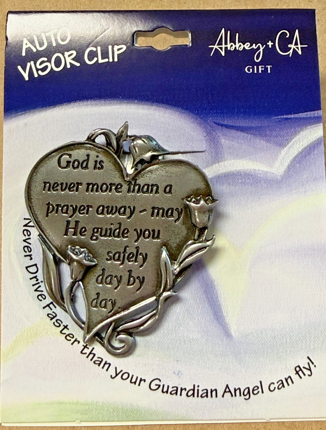 "God's never more than a prayer away" Sun Visor Clip.New #Gftshp-200