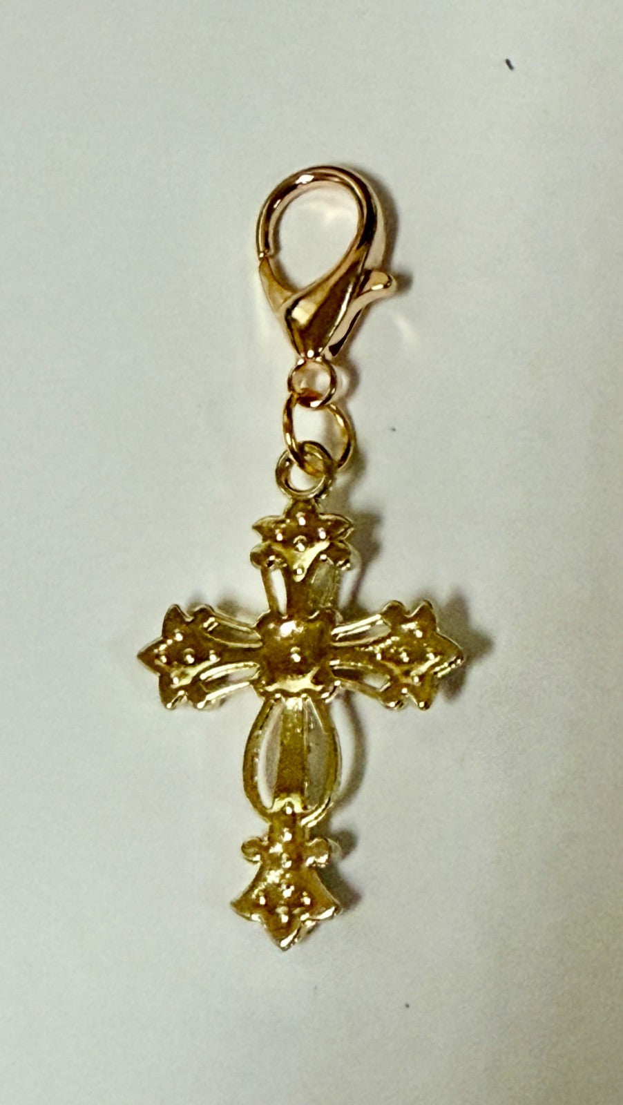 Imitation Pearl + Crystal Cross Devotional Clip, New #Gftshp-136 - Journeys of Faith