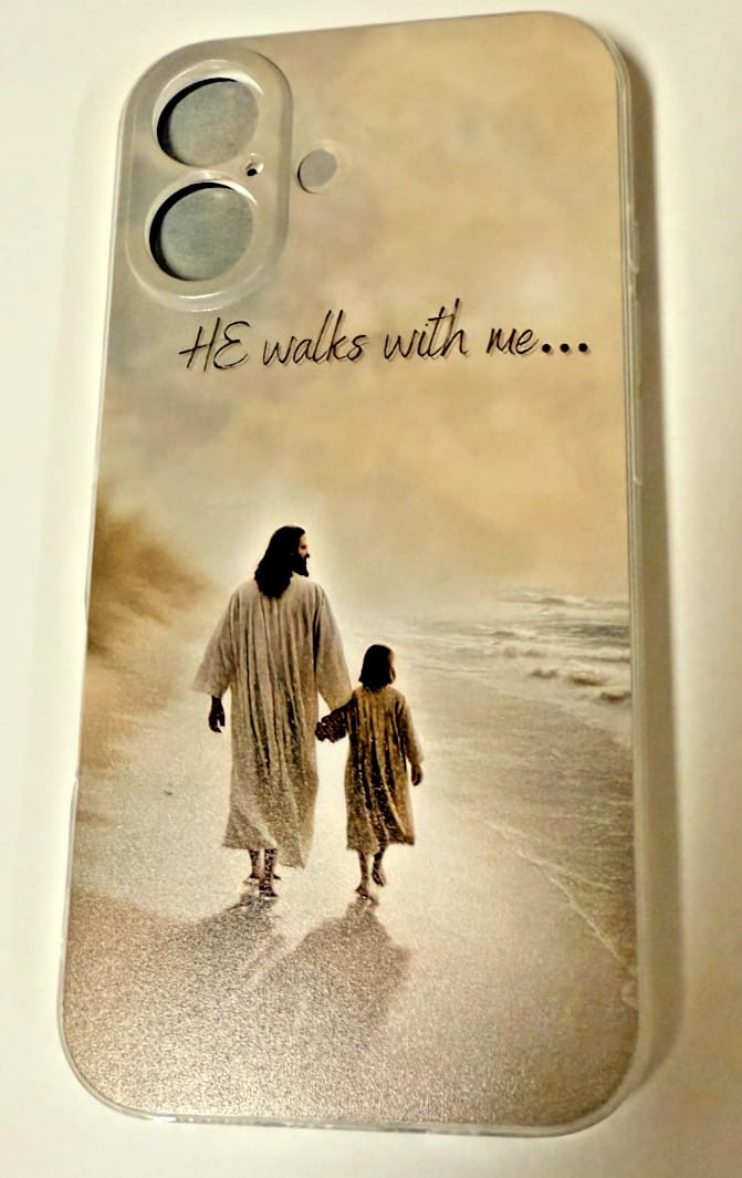 "He walks with me" Clear Cell Phone Case for IPhone 16, New #Gftshp-123 New Case Cell Phones & Accessories:Cell Phone Accessories:Cases, Covers & Skins