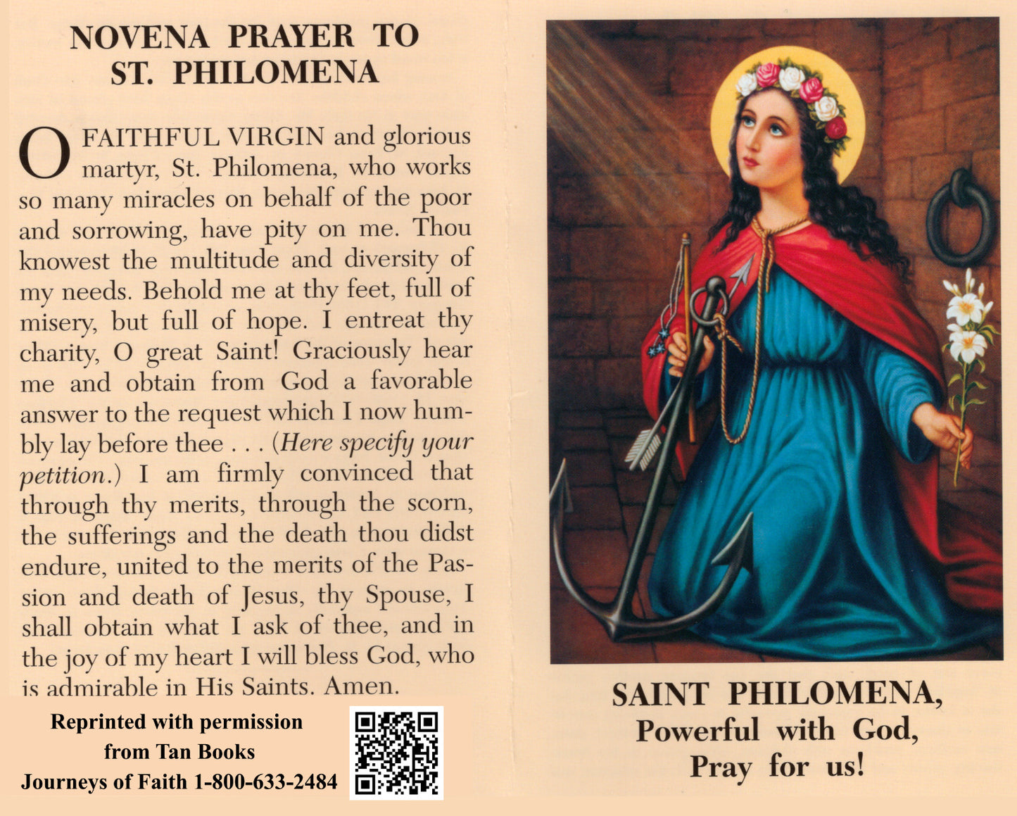 Saint Philomena Novena Prayer Card