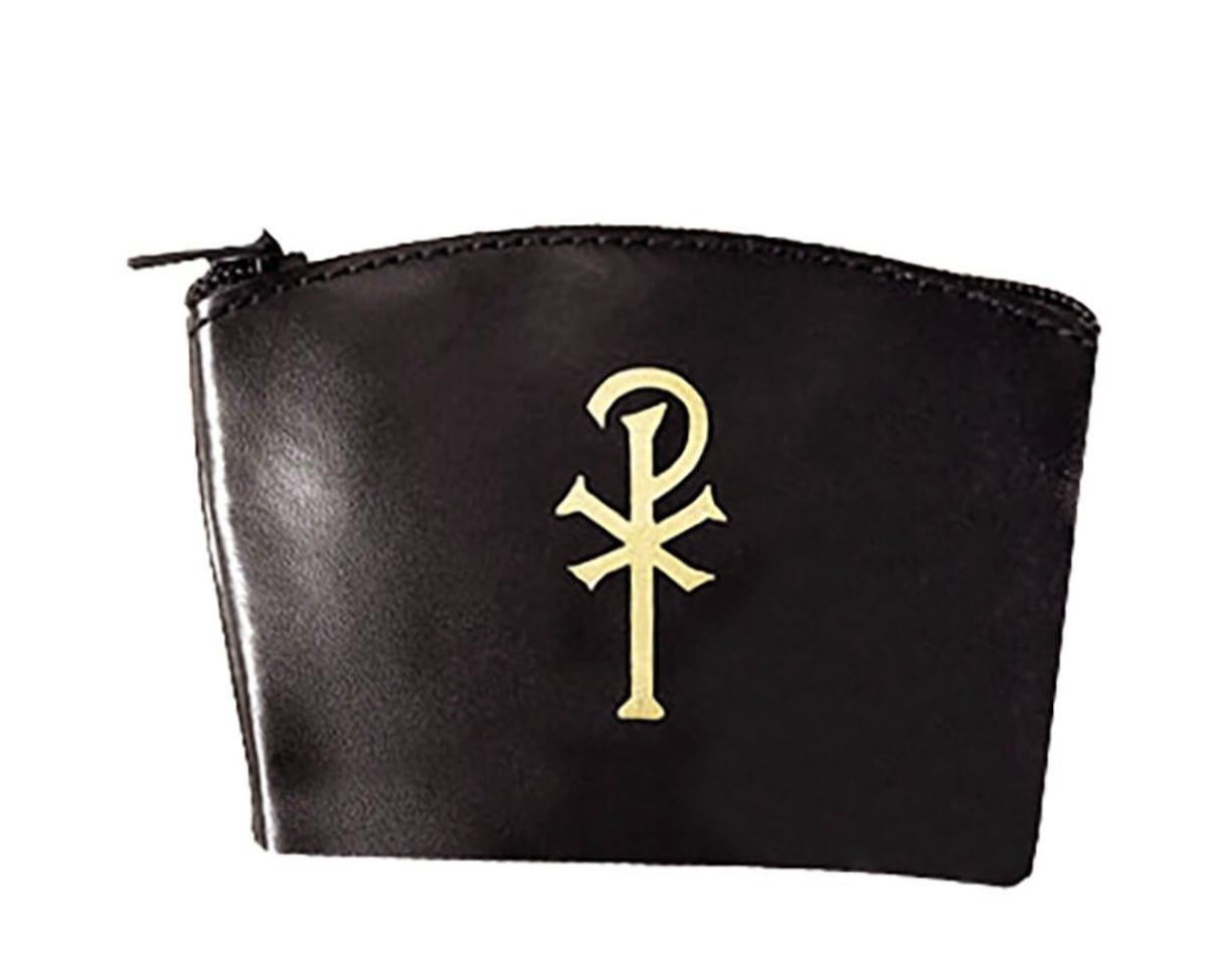Black 3" Zip Rosary Pouch,  with Chi-Rho  Inscription, New #AB-293-R2 Unbranded Clothing, Shoes & Accessories:Women:Women's Bags & Handbags