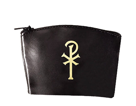 Black 3" Zip Rosary Pouch,  with Chi-Rho  Inscription, New #AB-293-R2 Unbranded Clothing, Shoes & Accessories:Women:Women's Bags & Handbags