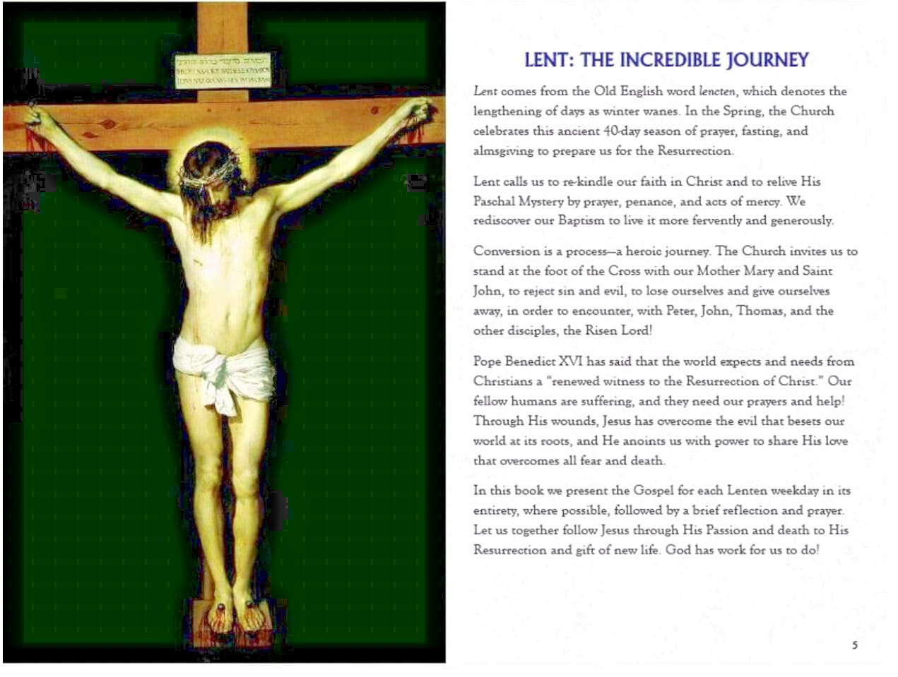 My Lenten Prayer Book by Bob and Penny Lord Journeys of Faith, holy card with religious imagery for Christian spirituality.