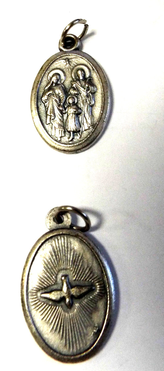 Holy Family and Holy Spirit medal by Bob and Penny Lord, Christian religious medal with detailed religious imagery from Italy.